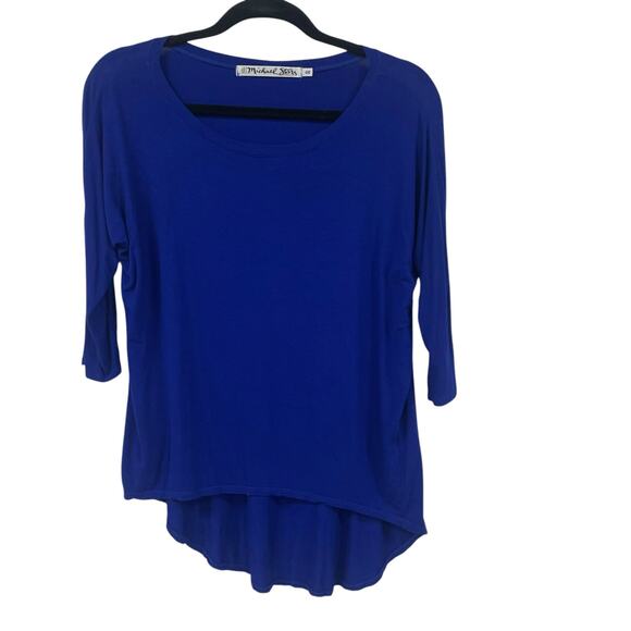 Michael Stars 3/4 Sleeve Royal Blue Asymmetrical Top Womens One Size - Picture 1 of 5